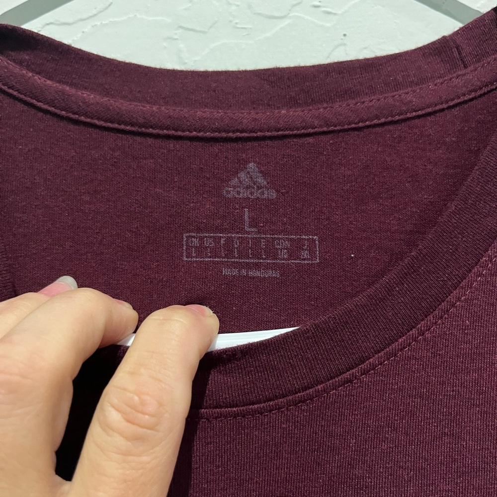 Adidas Burgundy Crew Neck Tee - Picture 3 of 3